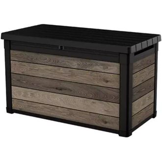 Keter baule da esterno keter signature deco box 100 in resina effetto legno 380 lt 122,9x62,1x76,6 cm