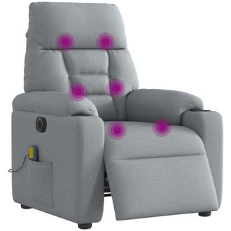 vidaXL Vidaxl - Sill&oacute;n Reclinable De Masaje El&eacute;ctrico Tela Gris Claro
