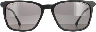 HUGO BOSS Rectangle Mens Matte Black Grey Polarised 1183/S/IT - One Size
