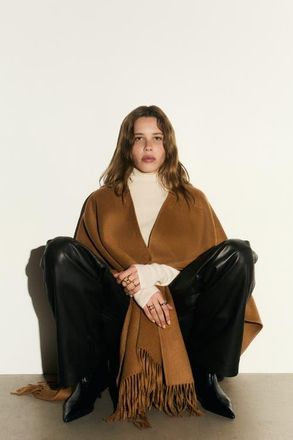 H&M Wool-blend Cape in Dark Beige at Nordstrom