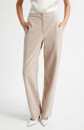 Emporio Armani Chevron Stretch Cotton Blend Jersey Pants in Tan at Nordstrom, Size 12 Us