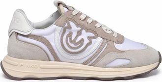 Pinko Cow Leather Fiber Sneakers - White/Beige