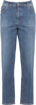 Pantaloni Torino Blue Cotton Straight-Leg Jeans
