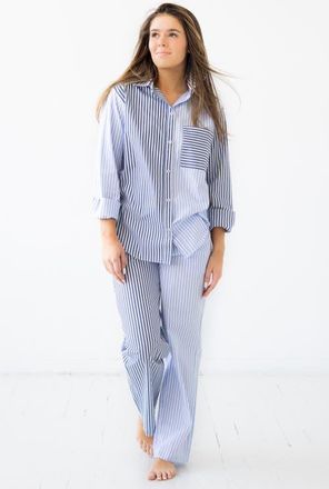 Salua Amalfi Stripes Resort Full Length Set in Light Blue-Navy at Nordstrom, Size Medium