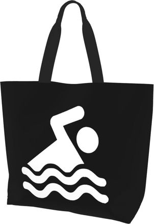 AOOEDM Swimming Swimmer Ladies Canvas Tote Reusable Shopping Bag