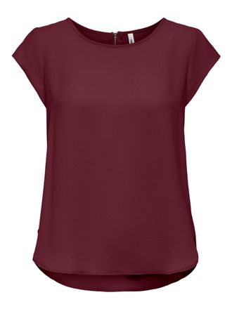 Only Kurzarmbluse ONLY ONLVIC - feminines Blusenshirt in lockerer Form, Damen, Gr. 34, tawny port, Web, Obermaterial: 97% Polyester, 3% Elasthan, unifarben