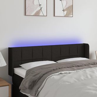 vidaXL Cabecero Con Led De Tela Negro 147x16x78/88 Cm Vidaxl