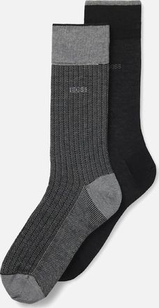 HUGO BOSS Mens 2 Pack of Regular Length Socks - Black - Size: 10/10.5/11