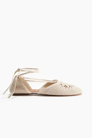 H&M Crochet-look Ballet Flats in Light Beige at Nordstrom, Size 11