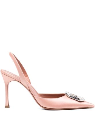 Amina Muaddi 100mm Camelia slingback embellished 90 pumps - Pink