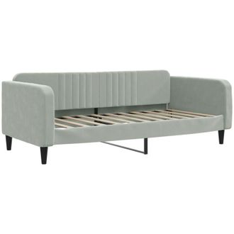 vidaXL Sof&aacute; Cama Sin Colch&oacute;n Terciopelo Gris Claro 90x190 Cm Vidaxl