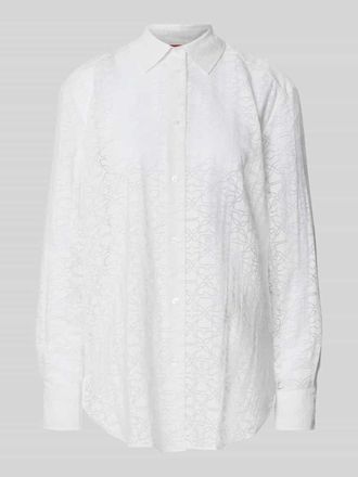 HUGO BOSS Oversized Bluse aus Viskose-Mix Modell THE OVERSIZE SHIRT in Weiss, Gr&ouml;&szlig;e 34