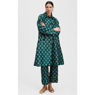 La DoubleJ Boxy Coat in Jacquard Winter Sun Emerald at Nordstrom, Size X-Large It