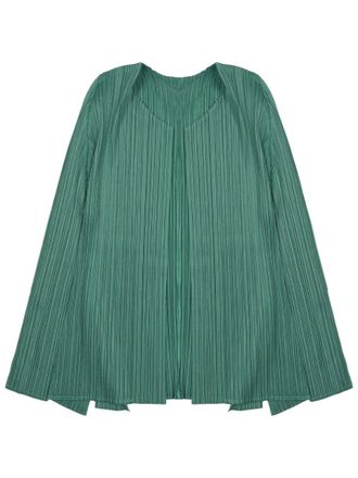 Pleats Please Issey Miyake Pleated Texture Open Front Cardigan
