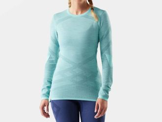 Smartwool Intraknit Thermal Merino Base Layer Crew Top In Pacific Blue-Nightfall Blue
