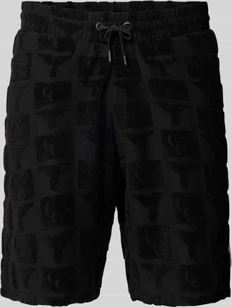 Carlo Colucci Regular Fit Sweatshorts mit Strukturmuster Modell BEACHWEAR in Black, Größe XXL