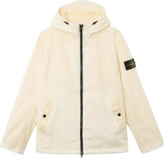Stone Island Crinkle Reps Ny Hooded Jacket - Heren - Zomerjassen - Wit - XL - Nylon - Jassen