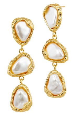Savvy Cie Jewels GOLD PLATED OVER BRASS BAROQUE SEA PEBBLES EARRINGS