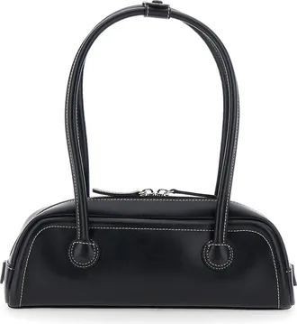 Margesherwood Womens Shoulder Bag Soft Boston Ew Mini Black Leather Cow
