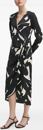 DKNY Abito a portafoglio con stampa astratta - Nero