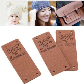 OEM Etiqueta De Cuero Sint&eacute;tico Pu De Color Marr&oacute;n Oscuro, Paquete De 100 Unidades Con 4 Agujeros, Apta Para Coser En Sombreros Y Carteras