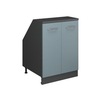 Vicco Armario De Cocina Para Techo Inclinado R-line, Gris Azulado, 60 Cm Con 2 Puertas, 60 Cm De Profundidad, Vicco