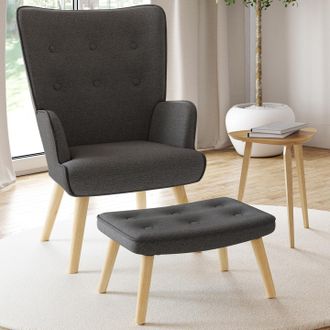 IDMarket Sill&oacute;n Escandinavo Ivar Con Reposapi&eacute;s Gris Antracita