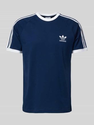 adidas Originals T-Shirt mit gerippten Abschl&uuml;ssen in Marine, Gr&ouml;&szlig;e XS