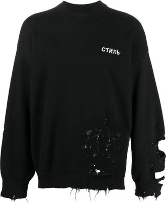 Heron Preston CTNMB-logo gebreide trui met scheurtjes