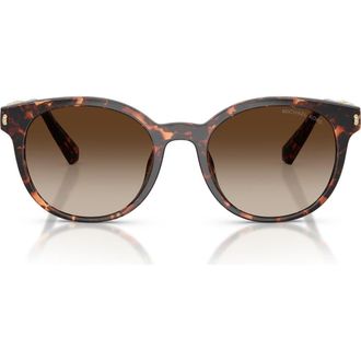 Michael Kors Pienza 53mm Gradient Round Sunglasses in Dark Tortoise /Smoke Gradient at Nordstrom