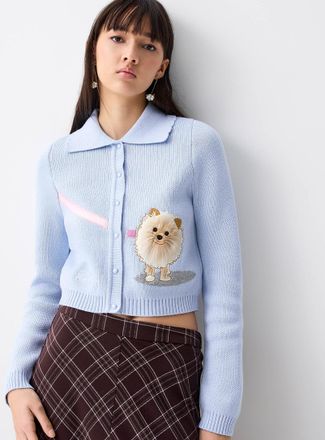 House of Sunny Womens Pom Pom Tripper Cardigan Sweater