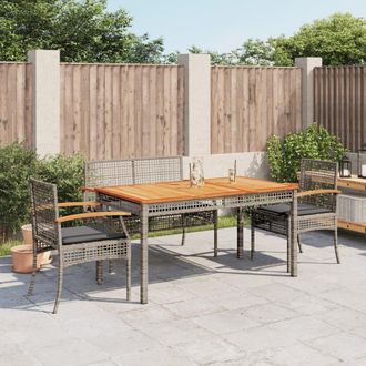 vidaXL Juego De Comedor De Jard&iacute;n 4 Piezas Con Cojines Rat&aacute;n Pe Gris Vidaxl