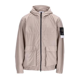 Stone Island Light Jackets, male, Beige, Size: 2XL Nylon Smerigliato-TC Short Parka