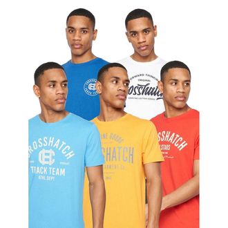 Crosshatch Mens Weymouth T-Shirt (Pack of 5) (Multicoloured) - Yellow/White Cotton - Size Medium