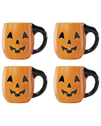 Lenox Set Of 4 Vintage Halloween Figural Pumpkin Mugs