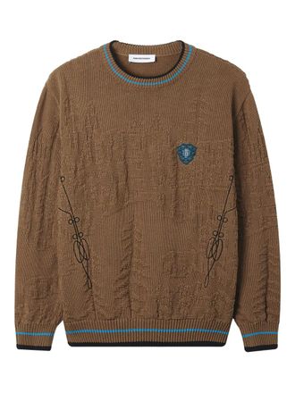 Kiko Kostadinov embossed-detail sweater - men - Cotton - 50 - Brown