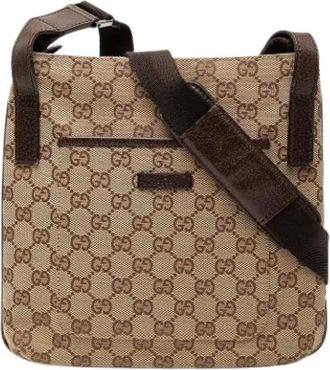 Gucci Pre-owned Cross Body Bags, female, Beige, Size: ONE SIZE Pre-owned Canvas Crossbody Bag