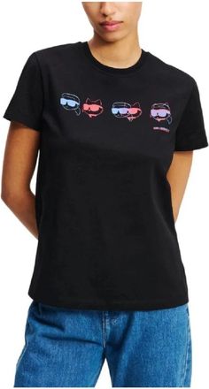 Karl Lagerfeld T-shirt Ikon Colour Regular - Dames - T-shirts - Zwart - XS - Katoen - Tops