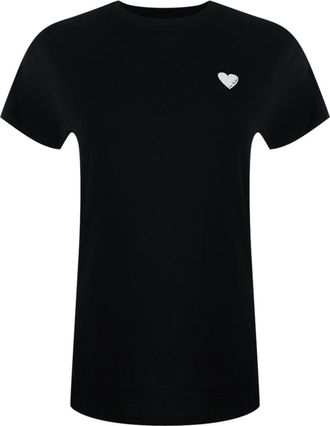Love Moschino Unisex Contrast Hart Logo T-shirt voor volwassenen (Zwart, Wit)