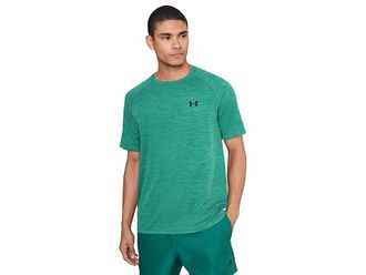 Under Armour Tech Textured Short Sleeve T-Shirt Mens Workout Rack Green/Black : 2XL