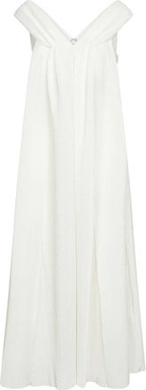 Co Pliss&eacute; Stof Lange Jurk - Dames - Maxi kleedjes - Wit - M - Polyester - Kleedjes