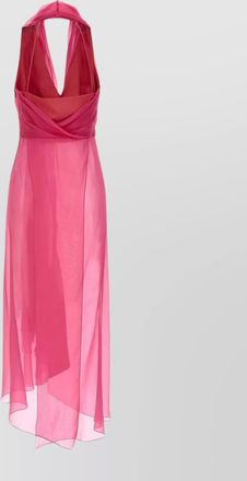 Alberta Ferretti draped halterneck flowy sheer maxi top