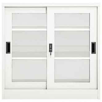 Berkfield Home Sliding Door Cabinet White 90x40x90 cm Steel | Size: 90 x 40 x 90 cm