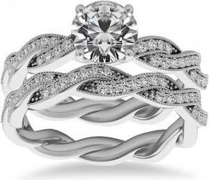 Allurez Diamond Twisted Bridal Set Setting 14k White Gold (0.42ct)