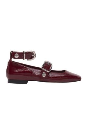 Maje Studded leather Mary Jane flats in Burgundy at Nordstrom, Size 39