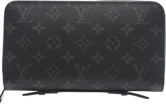 Louis Vuitton Black Gray Coated Canvas Long Wallet (Bi-Fold) (Pre-Owned)