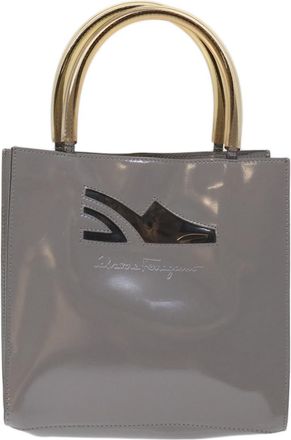 Ferragamo Vintage Handbag Patent Leather Gray Patent_Leather Handbag (Pre-Owned)