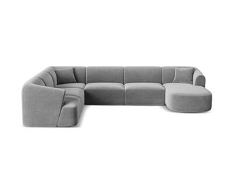 Cosmopolitan Design Sof&aacute; esquinero modular panor&aacute;mico izquierdo 7 plazas terciopelo gris