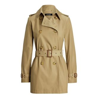 Ralph Lauren Trench Coats, female, Beige, Size: L Trench Coat with Logo