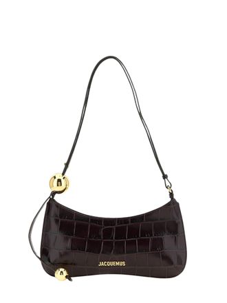 Jacquemus Croc-Effect Leather Shoulder Bag with Gold-Tone Hardware